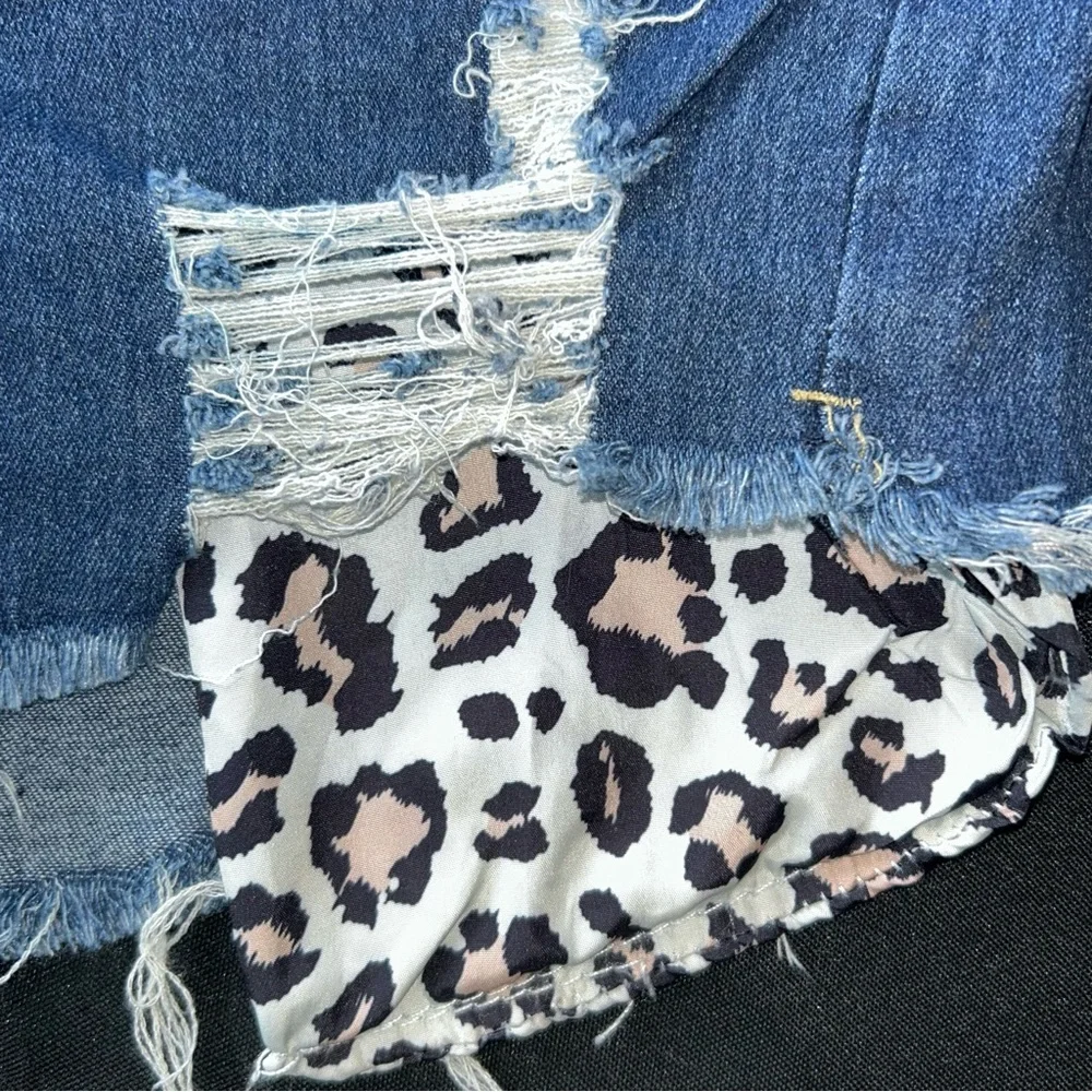 SHEIN Plus Leopard Print Ripped Frayed Size XL